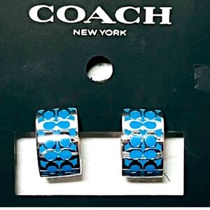 Coach Signature Huggies Earrings NWT in blue